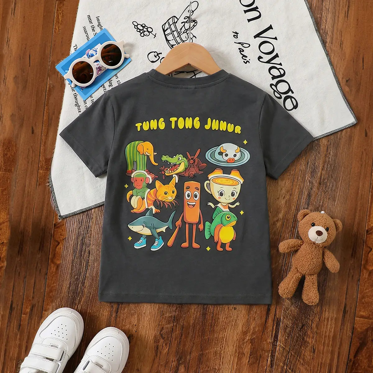 Boys Dark Grey Animal Graphic Short Sleeve T-Shirt Tshirts