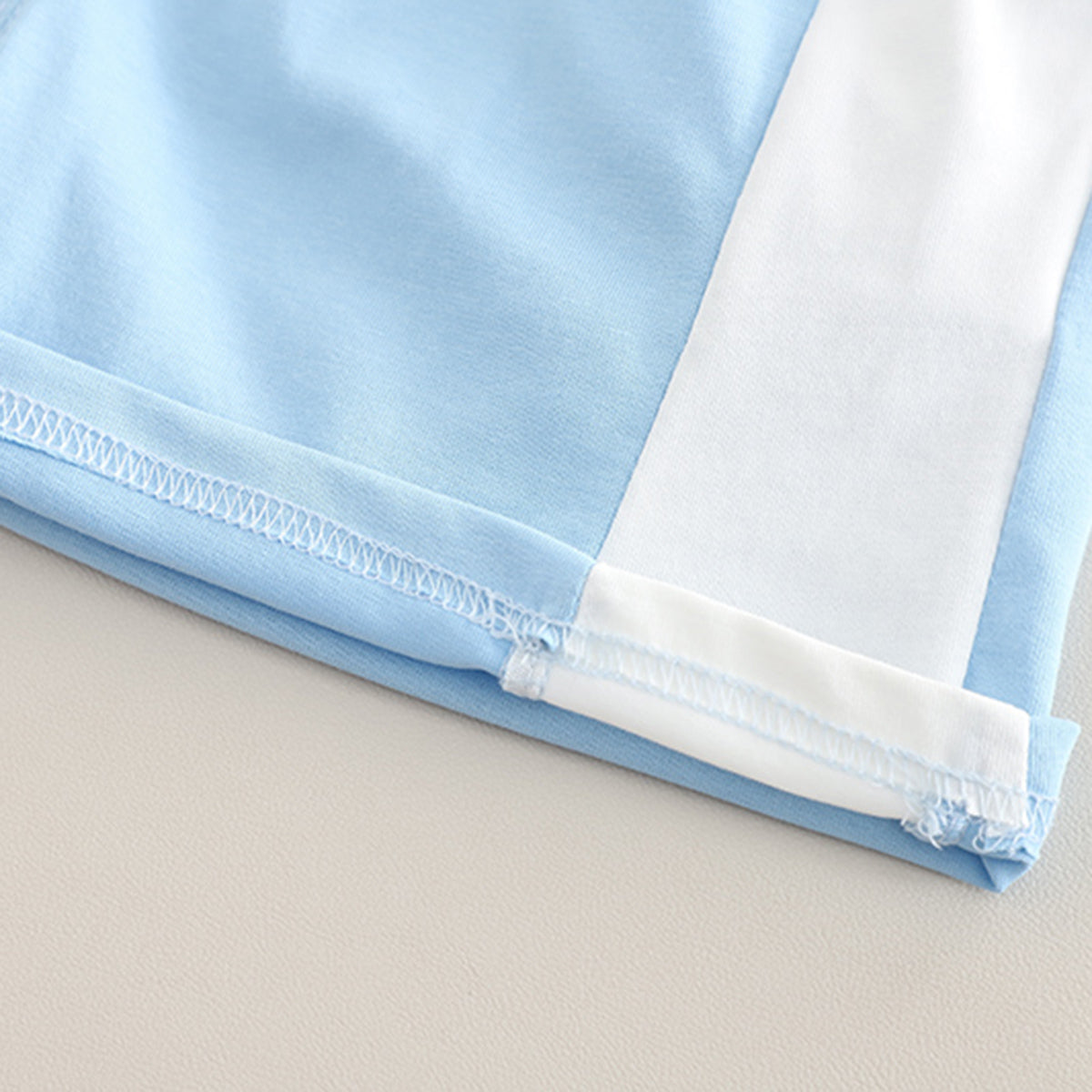 Boys Sky Blue Cat Applique Color-blocked Polo T-Shirt With Shorts Set 2 pc. Sets