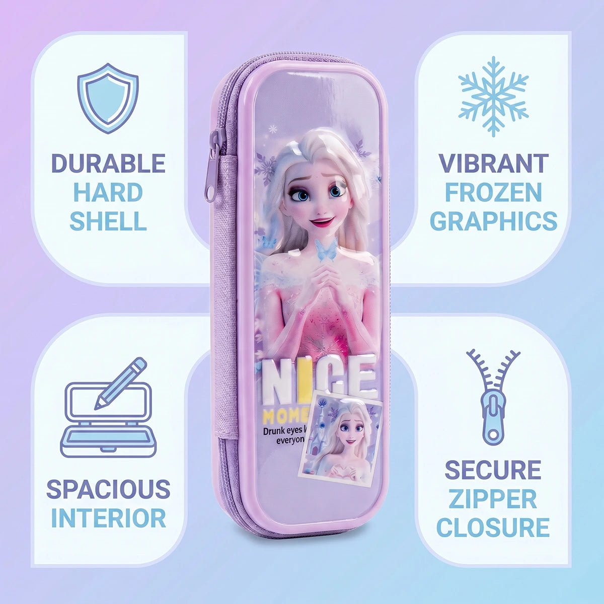 Elsa Frozen Purple Color Pencil Box for Girls Trending Accessories