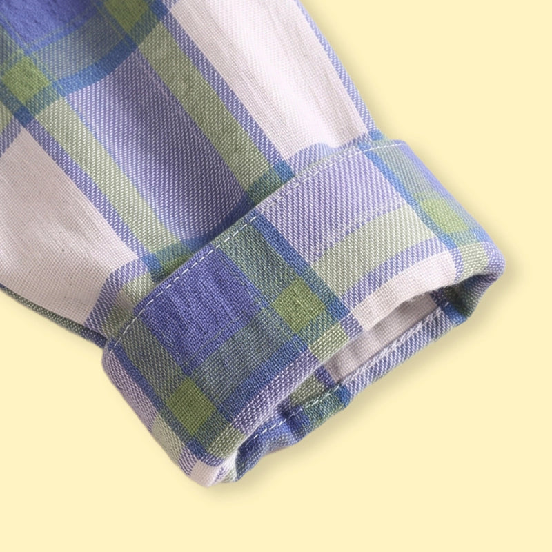 Boys Blue Checked Long Sleeve Shirt Shirts