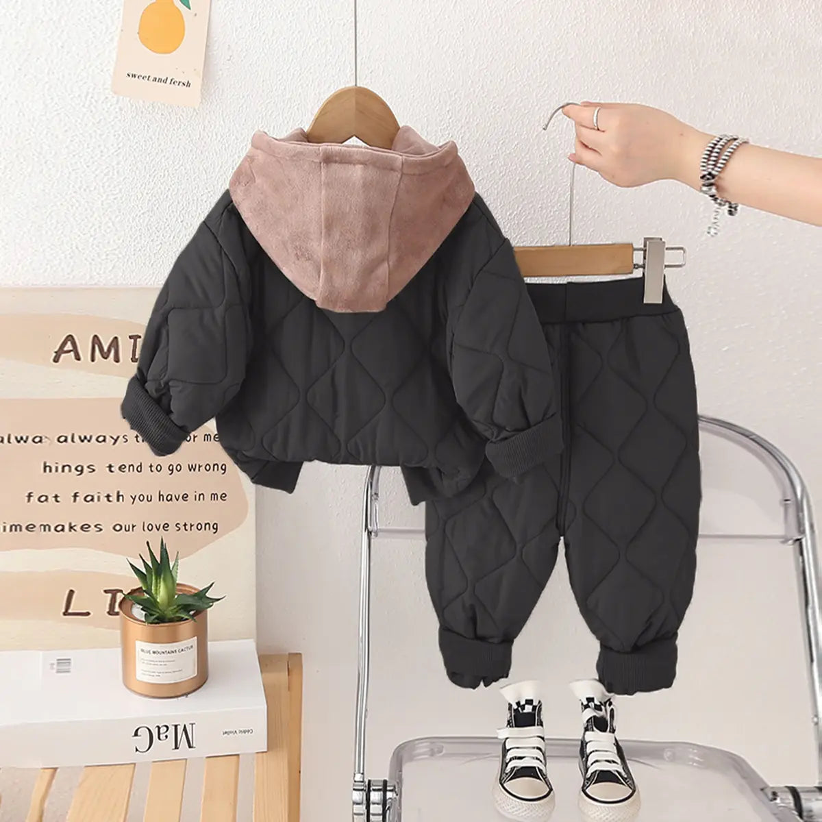 Boys Black Self-Design Jacket With Trouser Sets 2 pc. Sets