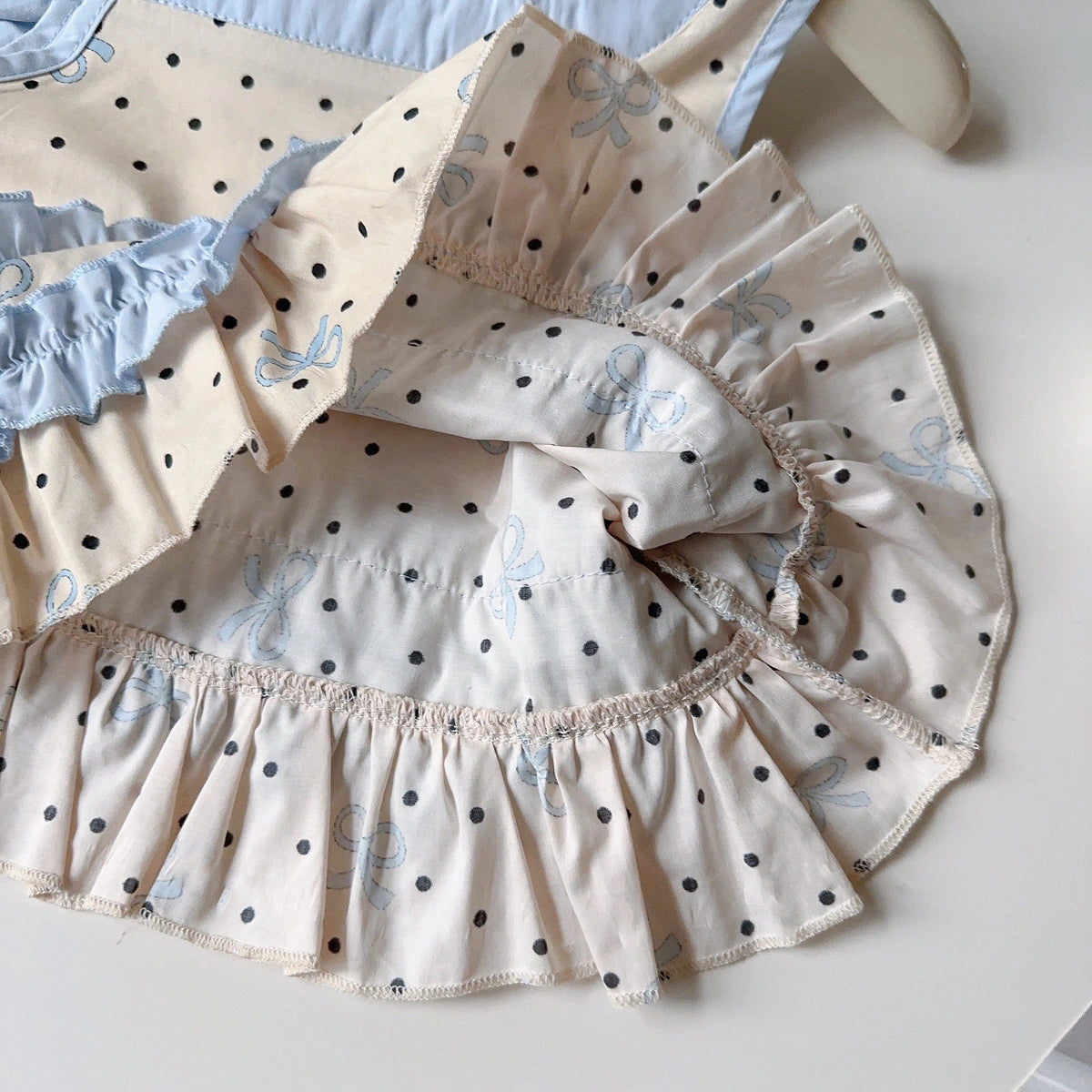 Girls Light Blue Polka Dot Printed Top with Elasticated Pants Sets 2 pc. Sets