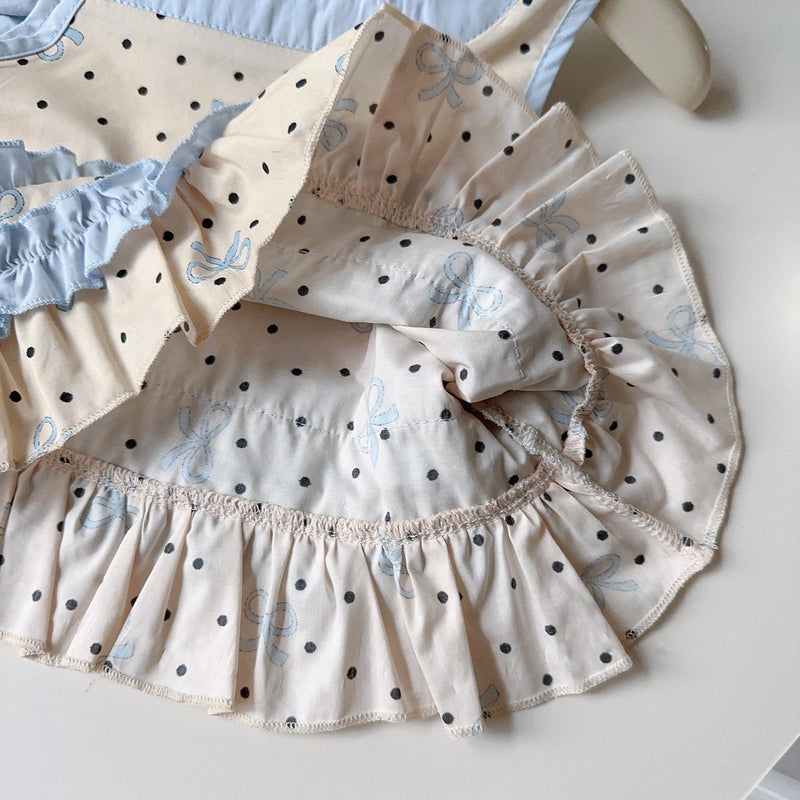 Girls Light Blue Polka Dot Printed Top with Elasticated Pants Sets 2 pc. Sets