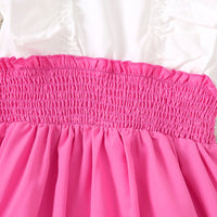 Girls Pink Short Sleeve Square Neck Fit & Flare Dress Casual Dresses