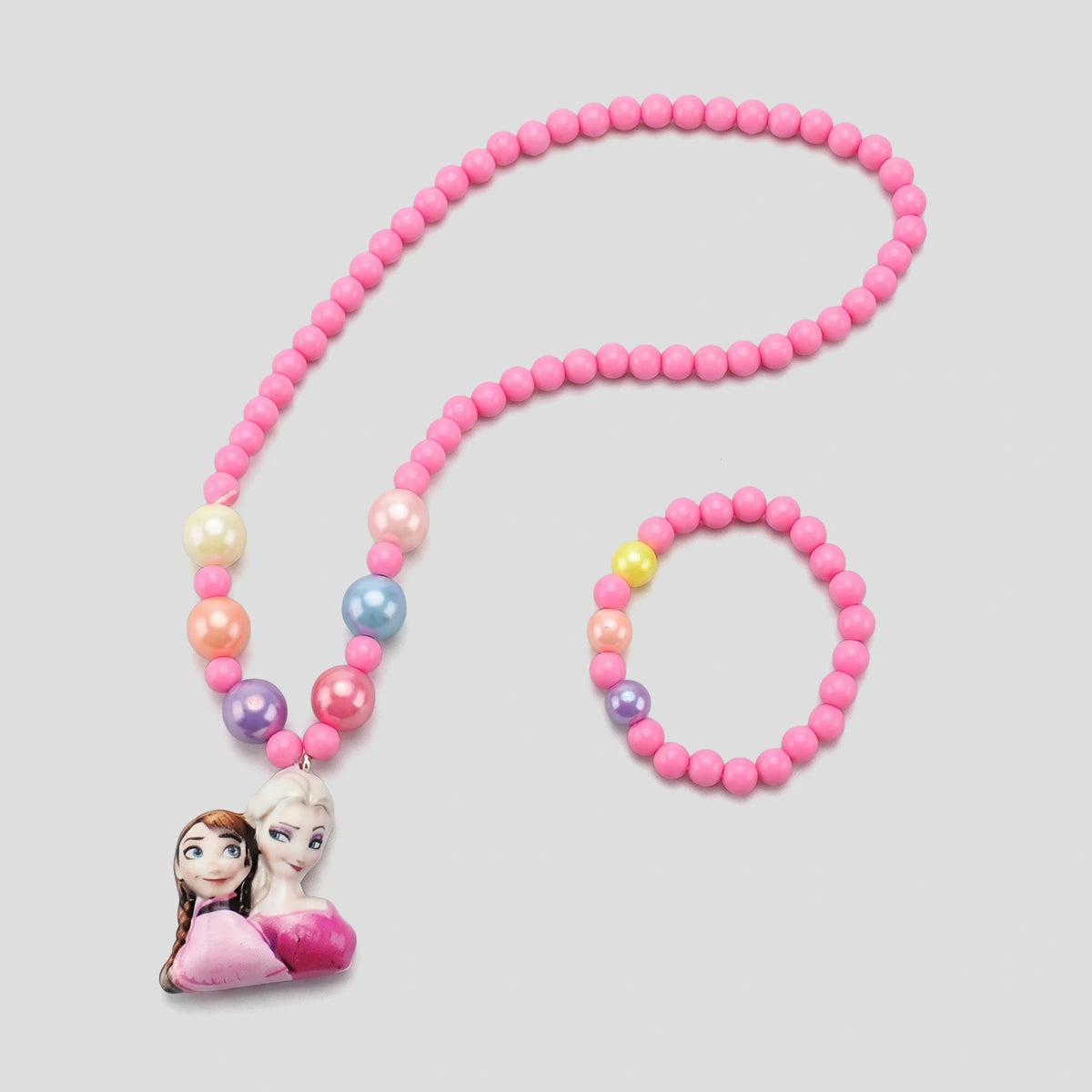 Pack Of 3 Girls Multicolour Strawberry & Princess Beaded Necklace & Bracelet Sets Necklace and Bracelet