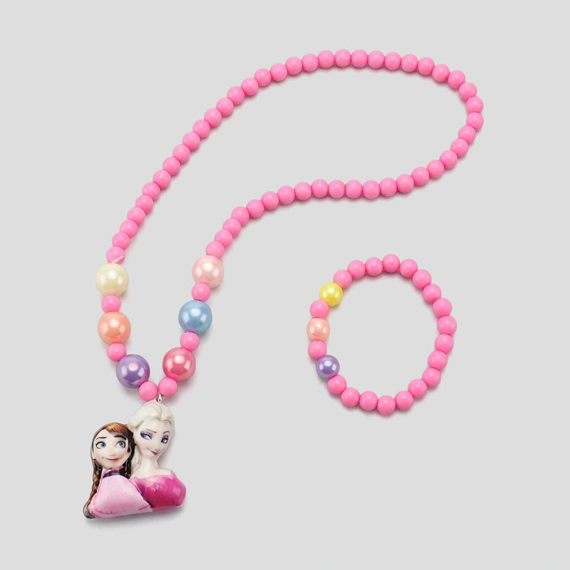 Pack Of 3 Girls Multicolour Strawberry & Princess Beaded Necklace & Bracelet Sets Necklace and Bracelet