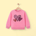 Girls Pink Heart Print Long Sleeve Sweatshirt Sweatshirts & Hoodies Pink 2-3 Y
