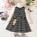 Girls Black Tweed High Neck Sleeveless Winter Dress Party Dresses Black 3-4 Y