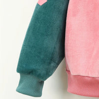 Girls Pink Typographic Printed Hooded Zipper Jacket With Jogger Sets Sets