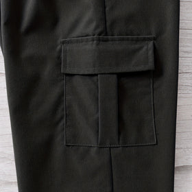 Boys Black Solid Elasticated Bottom Cargo Trouser Cargo Pants