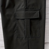 Boys Black Solid Elasticated Bottom Cargo Trouser Cargo Pants
