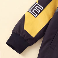 Boys Yellow Letter Printed Front Open Trendy Hooded Jacket Coats & Jackets