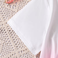 Girls White-Pink Ombre Effect T-shirt with Shorts Set Sets
