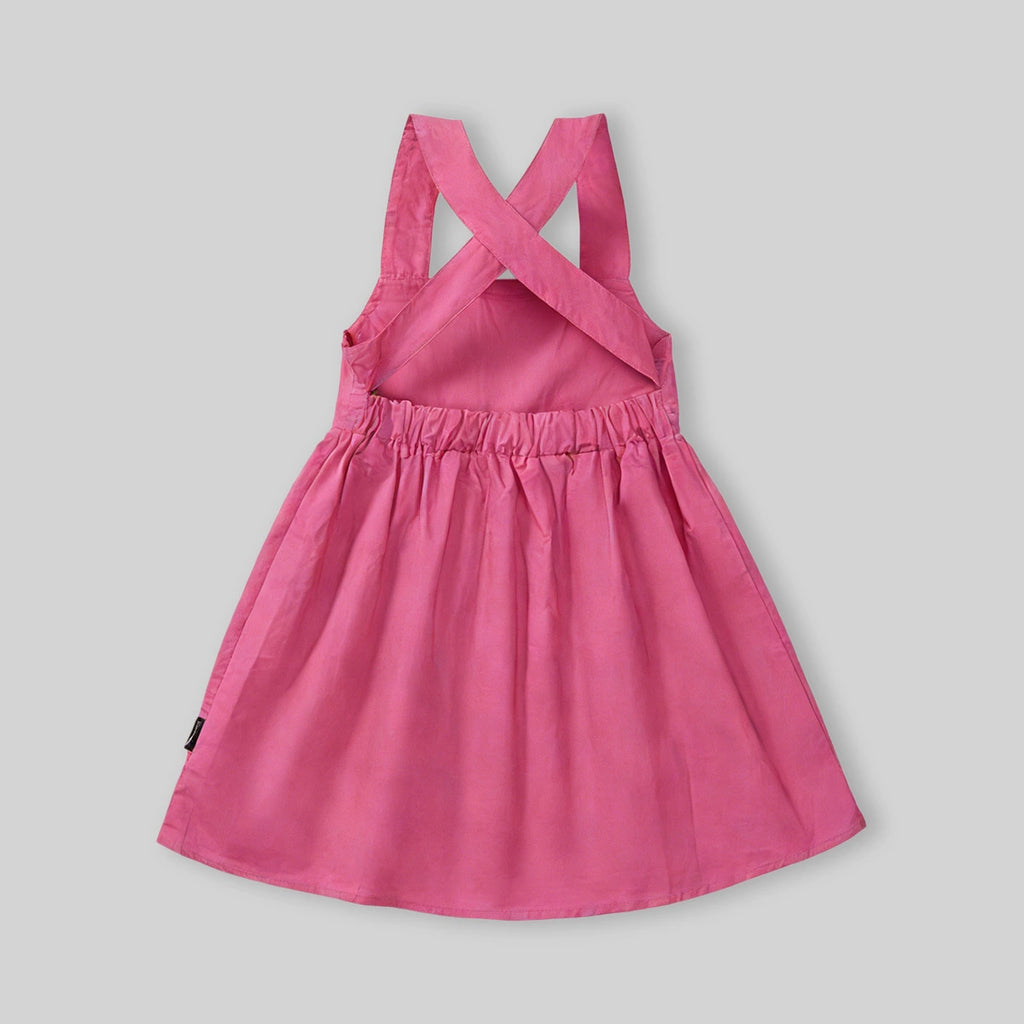 Girls Pink Crisscross Back Sleeveless A-Line Casual Dress Casual Dresses