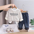 Boys Off White Abstract Printed Sweatshirt With Denim Pants Set Sets Off White 1-2 Y