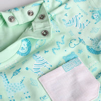 Boys Green Animal Printed T-Shirt With Elasticated Shorts Sets 2 pc. Sets