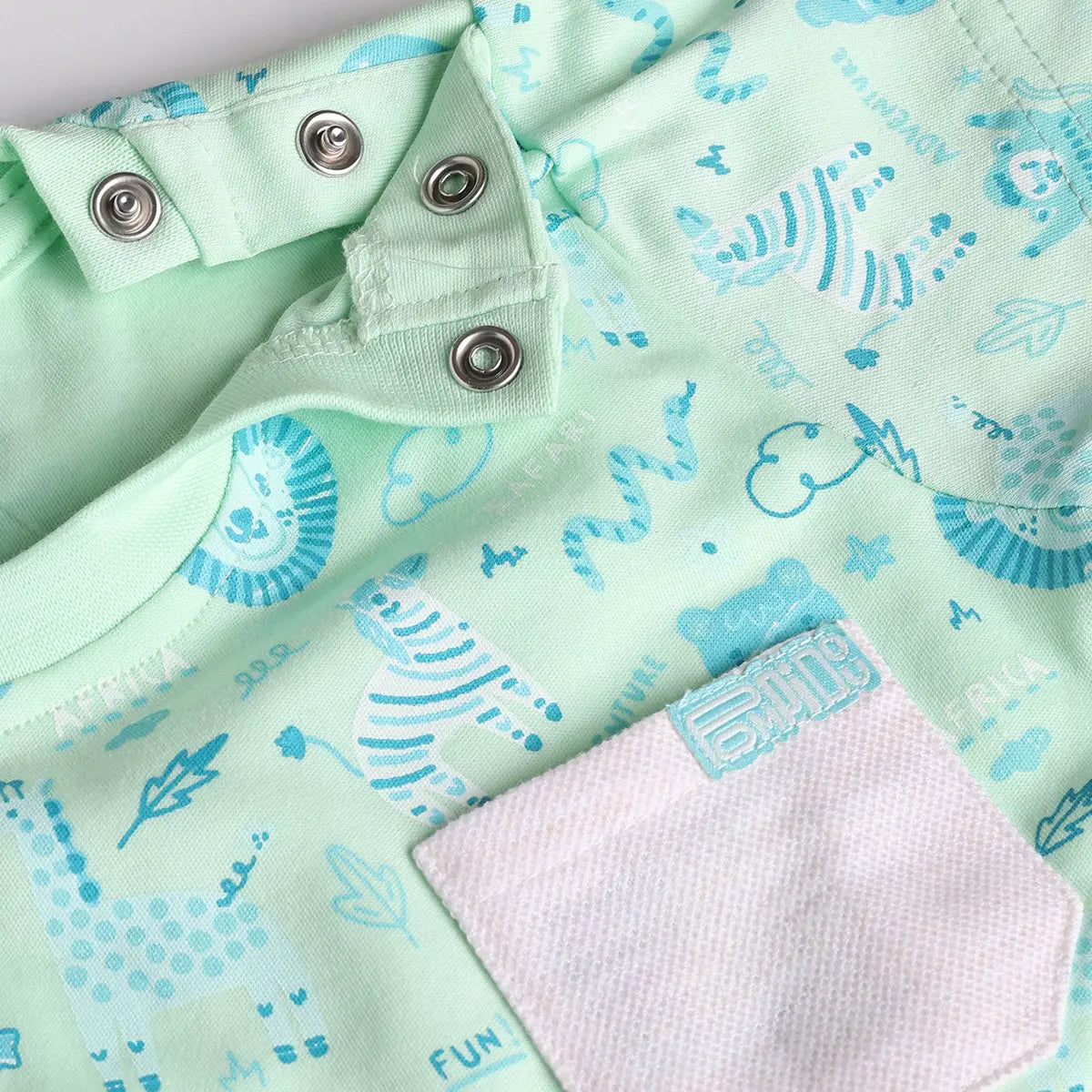 Boys Green Animal Printed T-Shirt With Elasticated Shorts Sets 2 pc. Sets