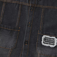 Boys Black Denim Shirt & Shorts With Printed T-Shirt Sets Sets