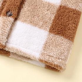 Girls Brown Checked Long Sleeve Hooded Jacket Coats & Jackets