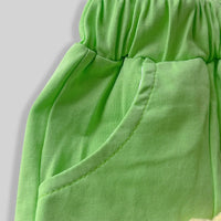 Girls Light Green Flower Applique Top With Shorts Co-ord Sets Sets