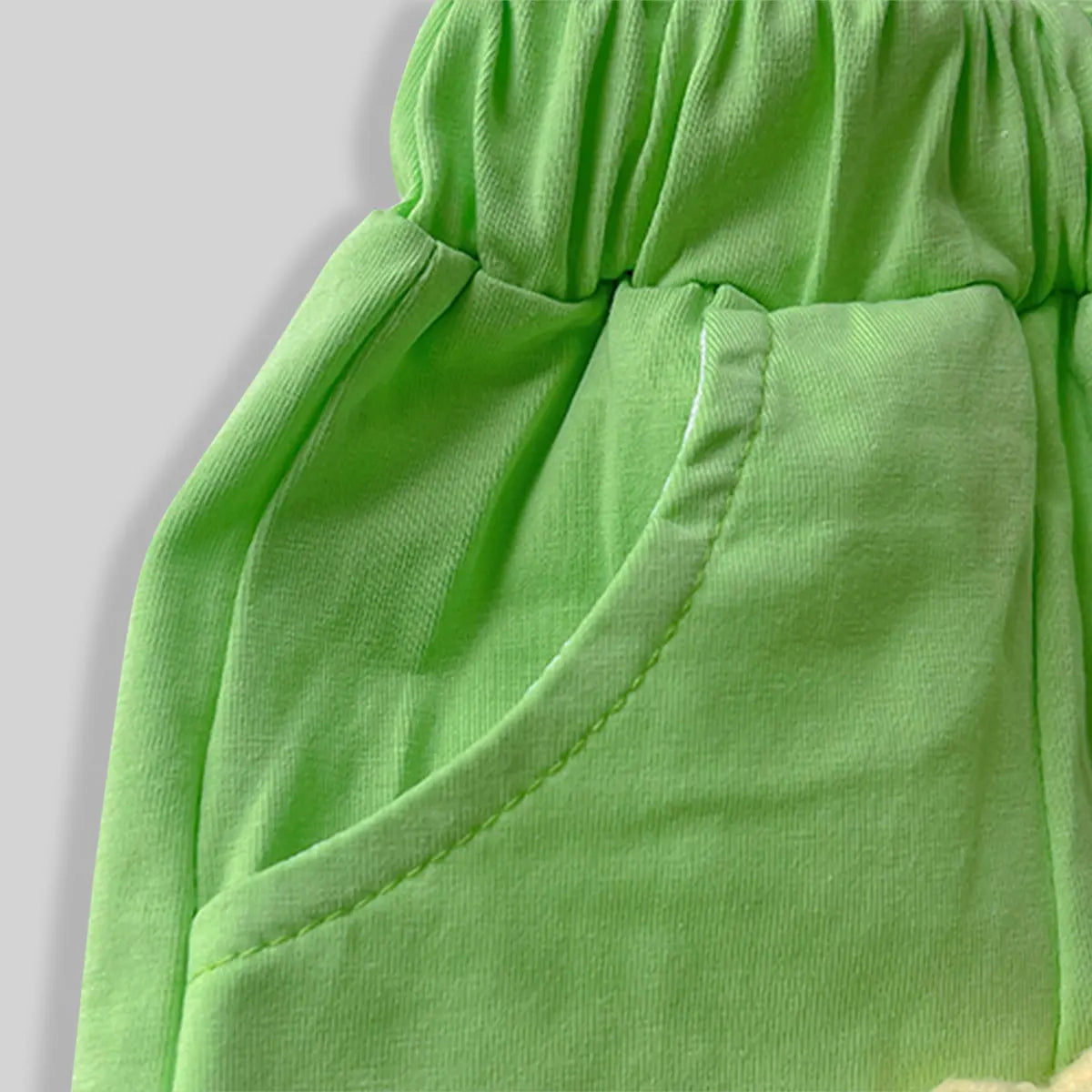 Girls Light Green Flower Applique Top With Shorts Co-ord Sets Sets