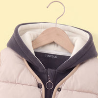Boys Grey Fleece Hooded Zipper Jacket With Puffer Vest & Jogger Sets Sets