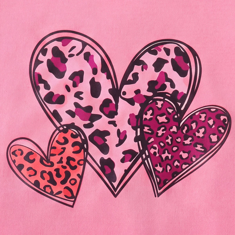 Girls Pink Heart Print Long Sleeve Sweatshirt Sweatshirts & Hoodies