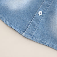 Boys Light Blue Denim Short Sleeves Shirt With Shorts Set 2 pc. Sets