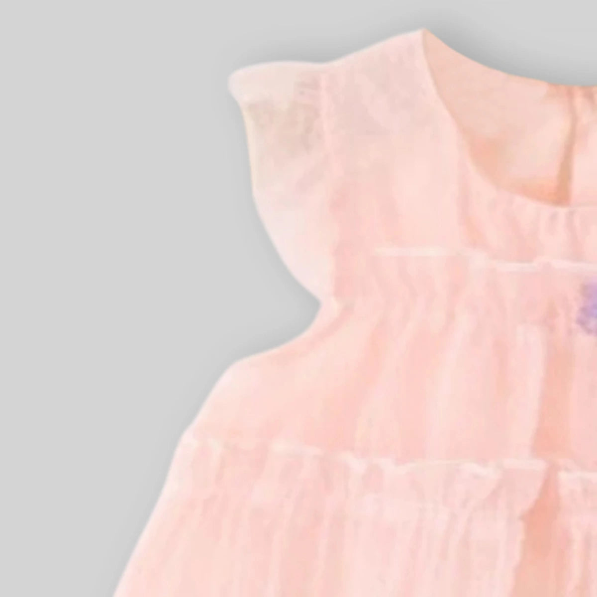 Girls Pink Flutter Sleeve Tiered A-line Dress Casual Dresses