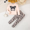 Girls Apricot Graphic Long Sleeves Top With Animal Printed Pants Set 2 pc. Sets Apricot 3-4 Y