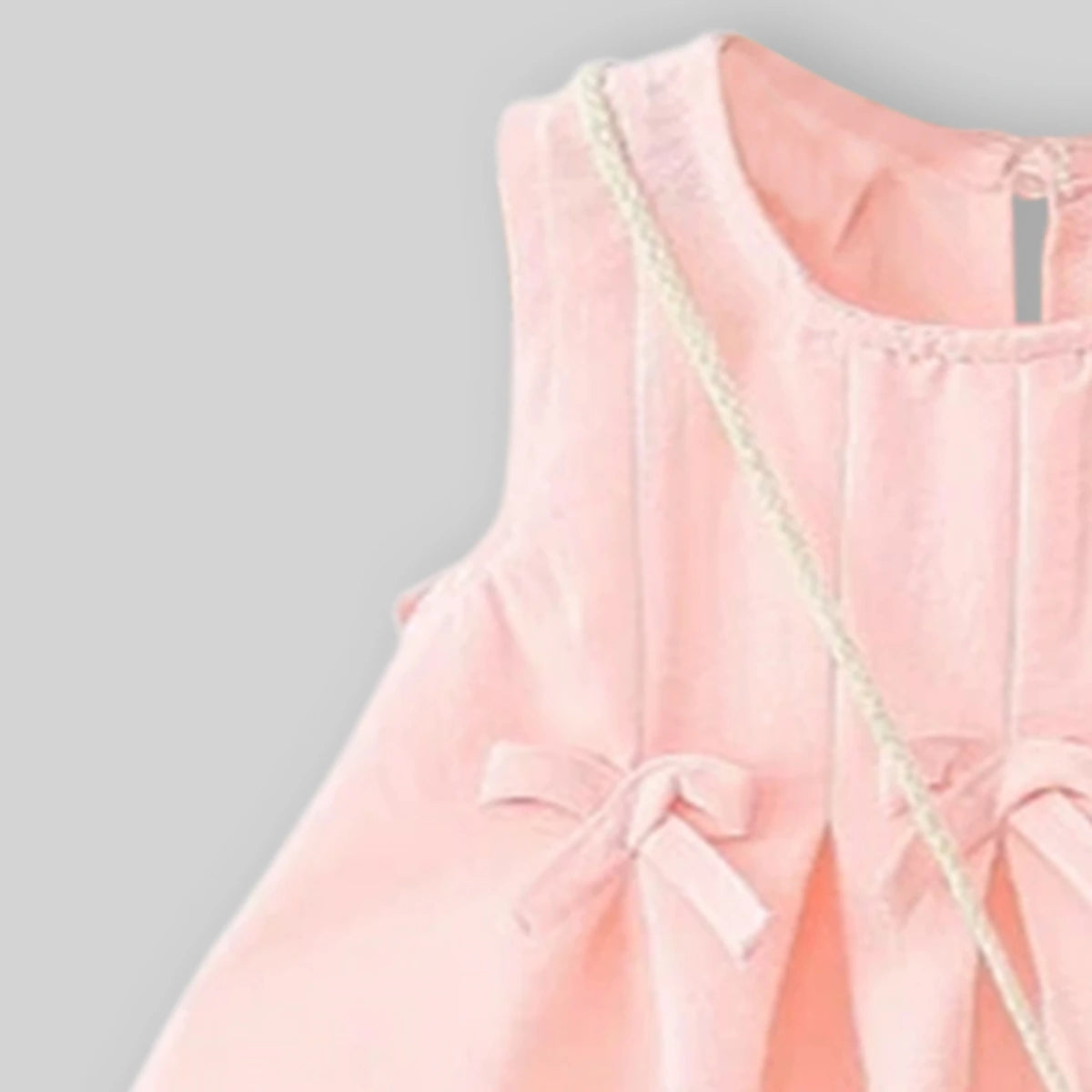 Girls Pink Pleated A-Line Dress With Sling Bag Casual Dresses
