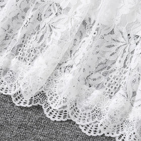 Girls White Halter Neck Embroidered Fabric Dress Casual Dresses
