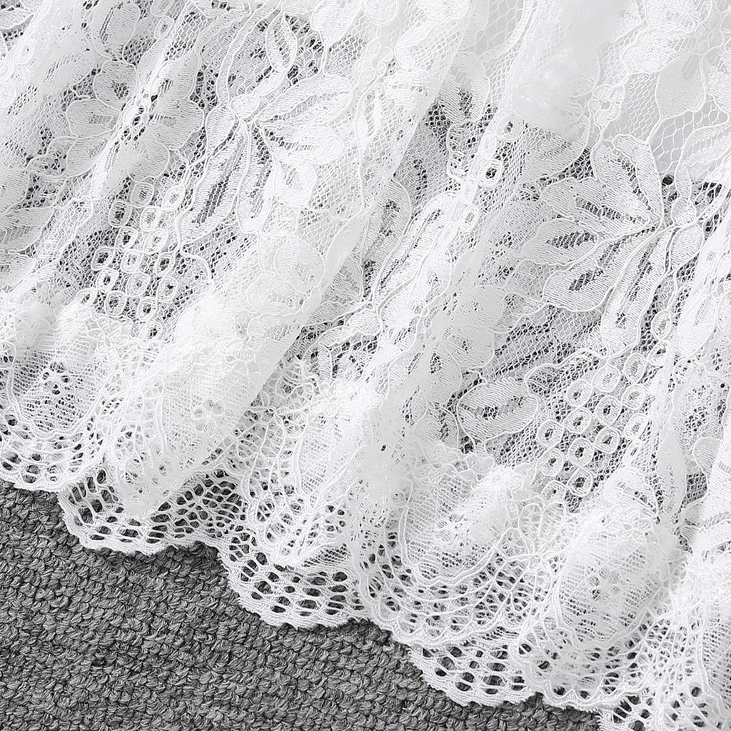 Girls White Halter Neck Embroidered Fabric Dress Casual Dresses