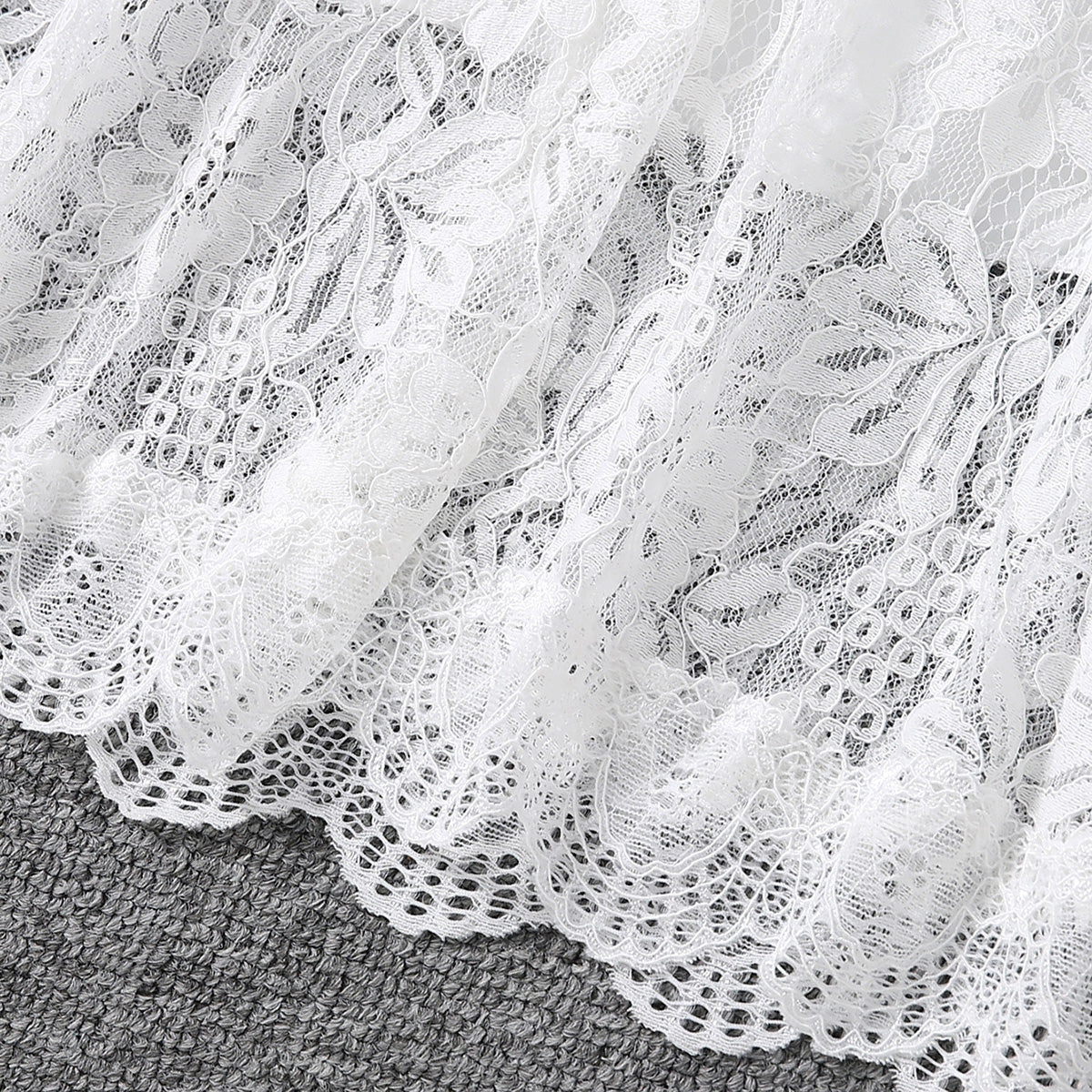 Girls White Halter Neck Embroidered Fabric Dress Casual Dresses