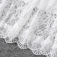 Girls White Halter Neck Embroidered Fabric Dress Casual Dresses