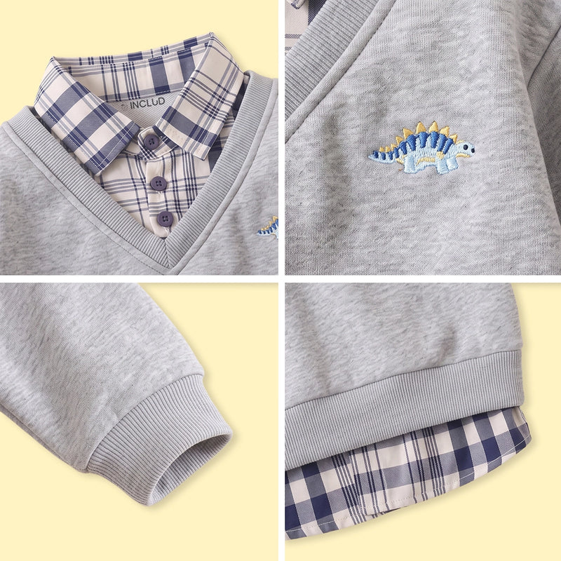 Boys Grey Embroidered Long Sleeve Sweater Sweaters & Cardigans