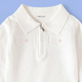 Boys Off White Long Sleeve Polo Sweater Sweaters & Cardigans