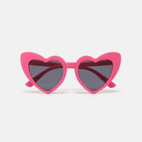 Girls Dark Pink Heart Shaped Sunglasses Sunglasses