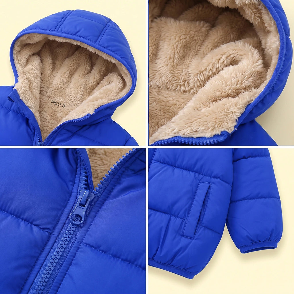 Boys Royal Blue Hooded Zip-up Puffer Jacket Coats & Jackets