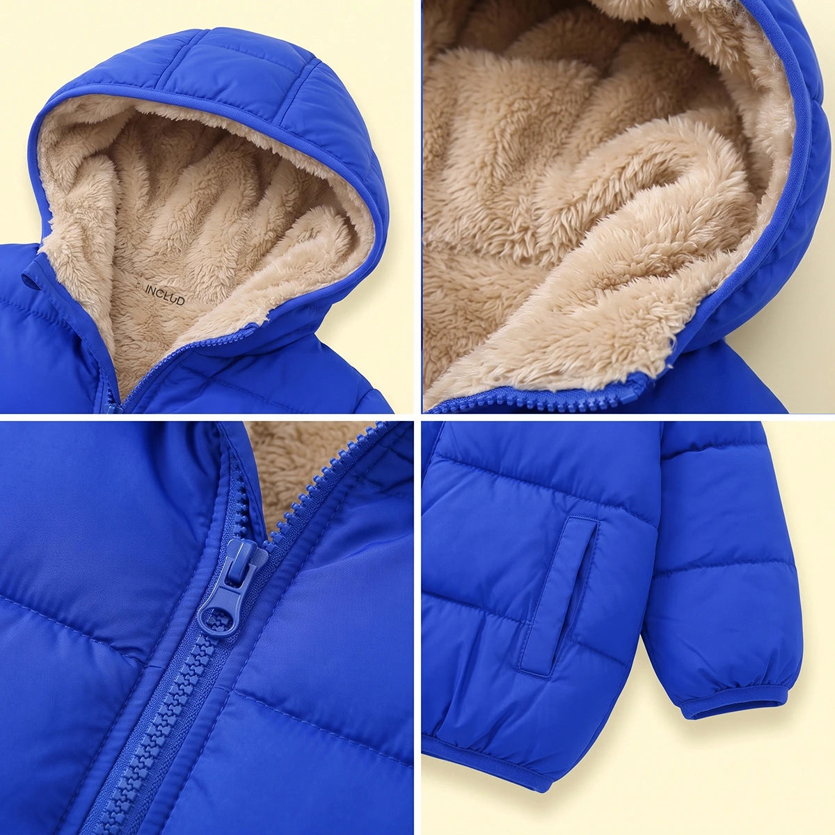 Boys Royal Blue Hooded Zip-up Puffer Jacket Coats & Jackets