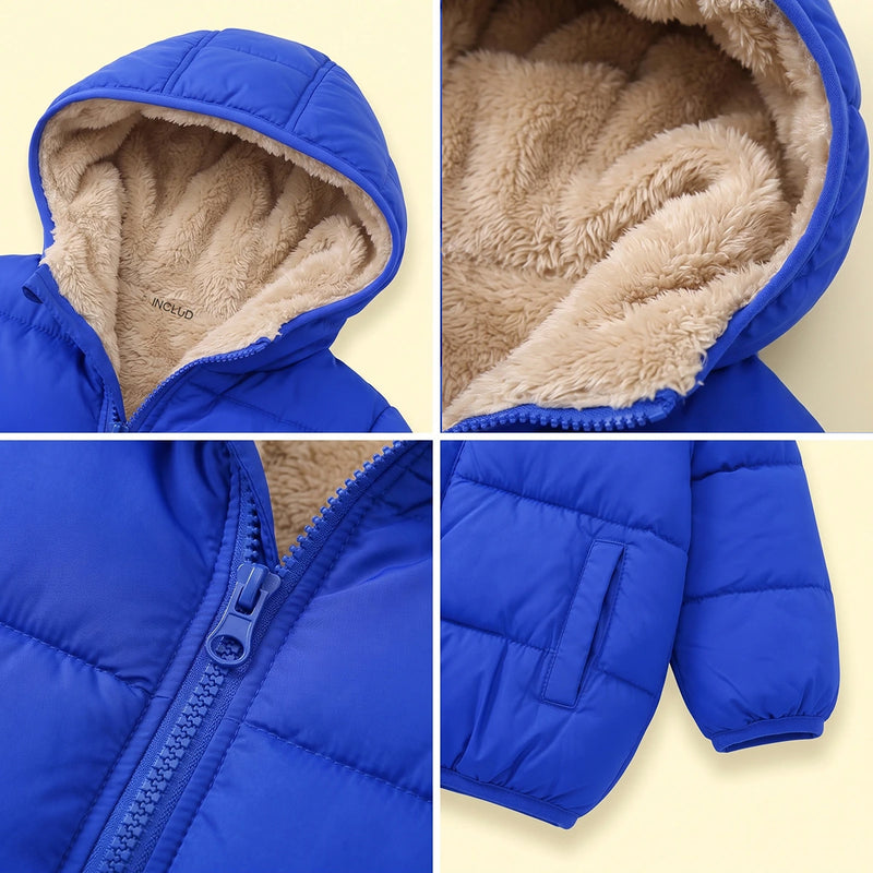 Boys Royal Blue Hooded Zip-up Puffer Jacket Coats & Jackets
