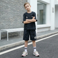 Boys Black Abstract Print T-Shirt With Shorts Co-ord Sets Sets