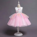 Girls Light Pink Unicorn Embroidered Sleeveless Fit & Flare Party Wear Dress Party Dresses Light Pink 3-4 Y