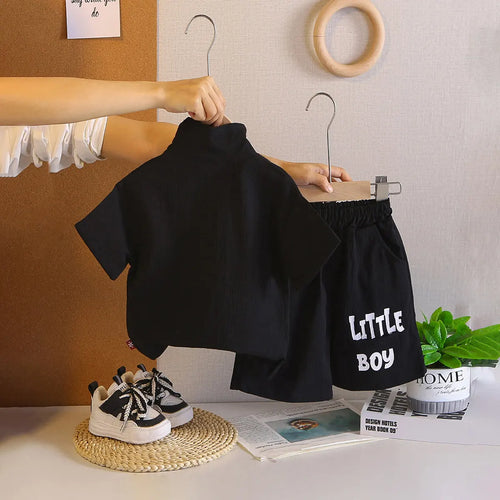 Boys Black Typographic Printed Oversized T-Shirt With Shorts Co-ord Sets Sets