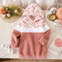 Girls Pink Leopard Print Fleece Hooded Sweatshirt Sweatshirts & Hoodies Pink 2-3 Y