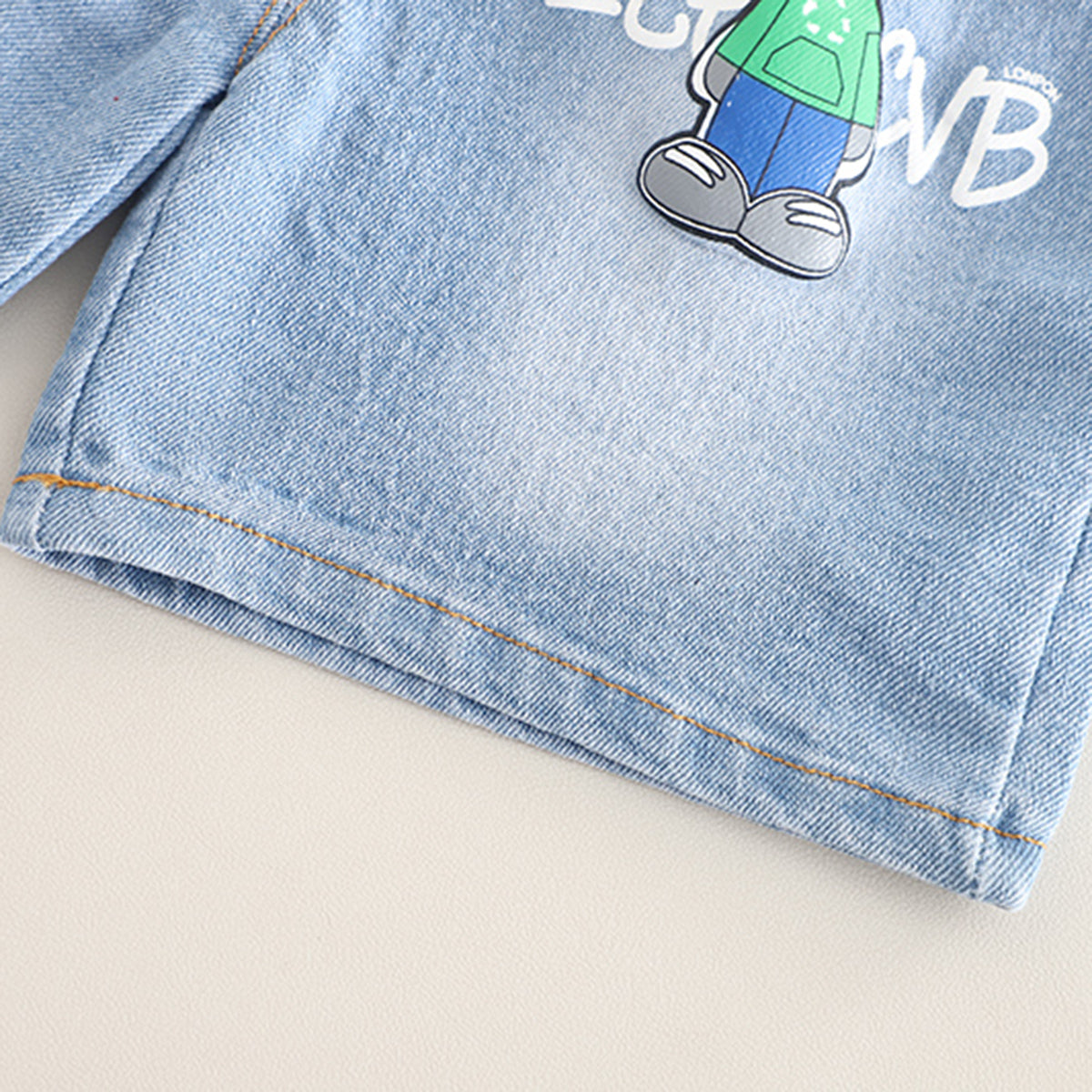 Boys Blue Robot Printed T-Shirt With Denim Shorts Set 2 pc. Sets
