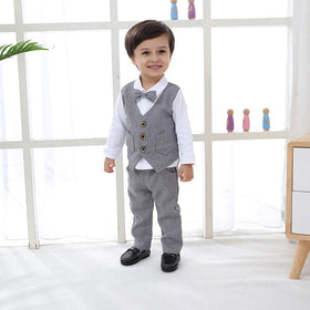 Boys Long Sleeve Jacket Mock Shirt With Trousers Set 2 pc. Sets   