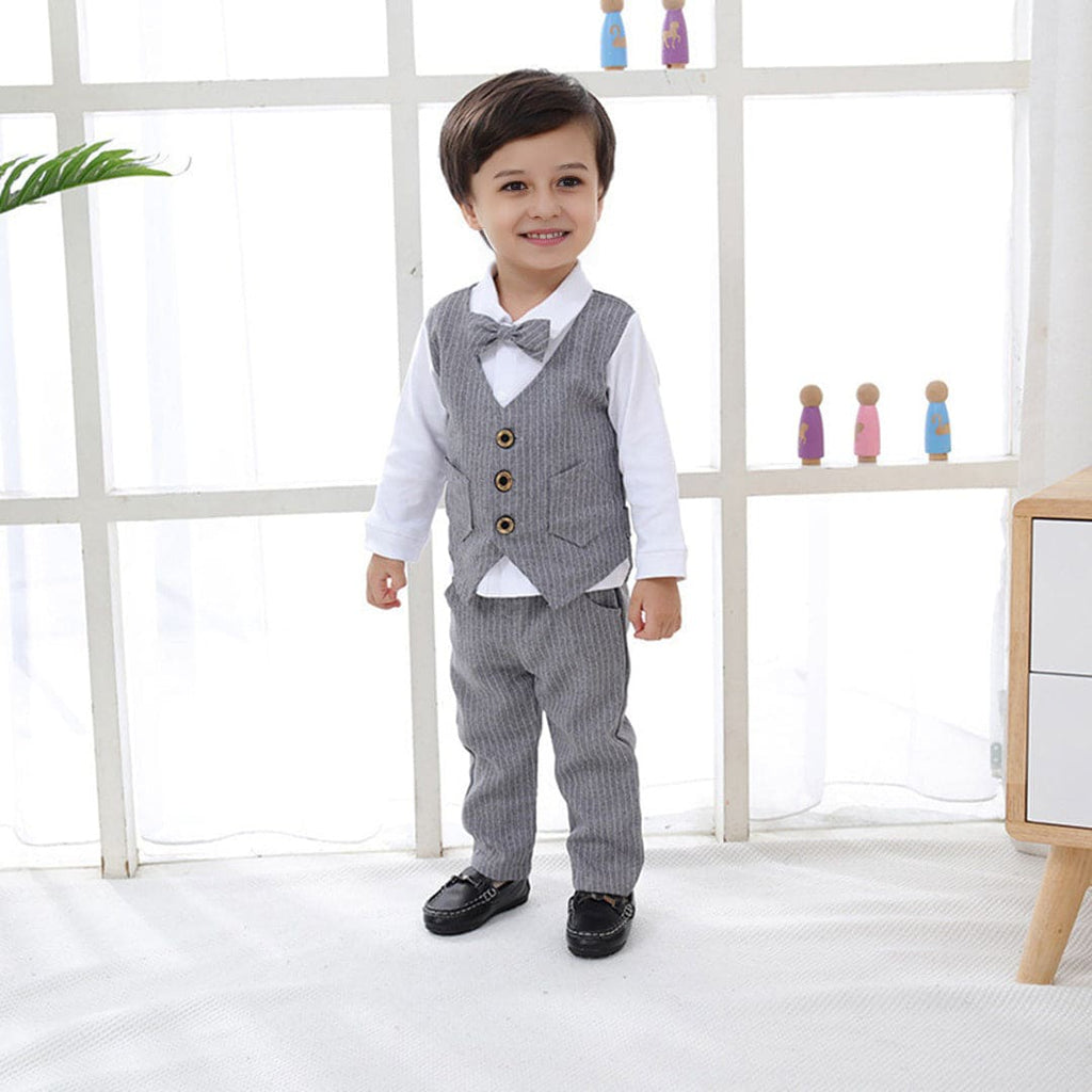 Boys Long Sleeve Jacket Mock Shirt With Trousers Set 2 pc. Sets   