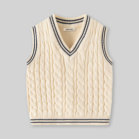 Boys Off White Self-Design Sweater Vest Sweaters & Cardigans