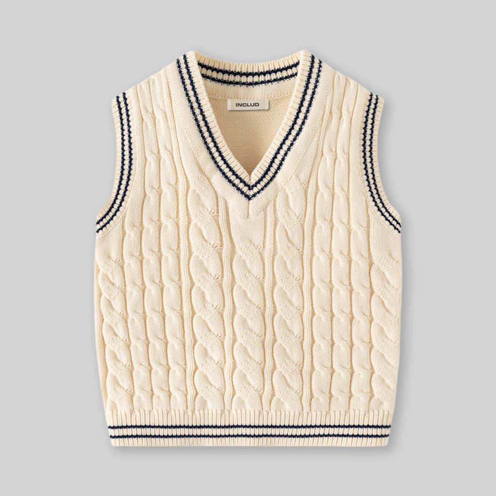 Boys Off White Self-Design Sweater Vest Sweaters & Cardigans